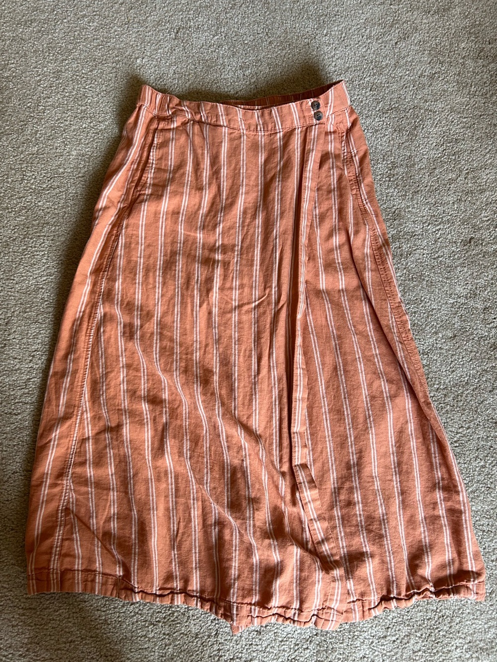 Pact Rust-Orange Striped Maxi Skirt